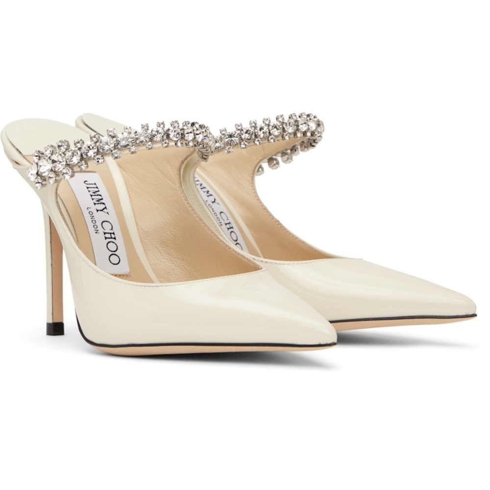 New - Jimmy Choo Ivory Crystal-Embellished Mules (Bing 1000mm) - Picture 4 of 4